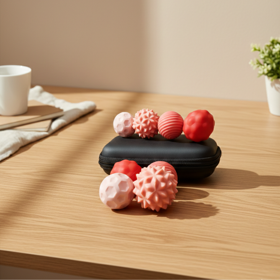 Balles sensorielles magnétiques rouges en silicone – outil sensoriel anti-stress