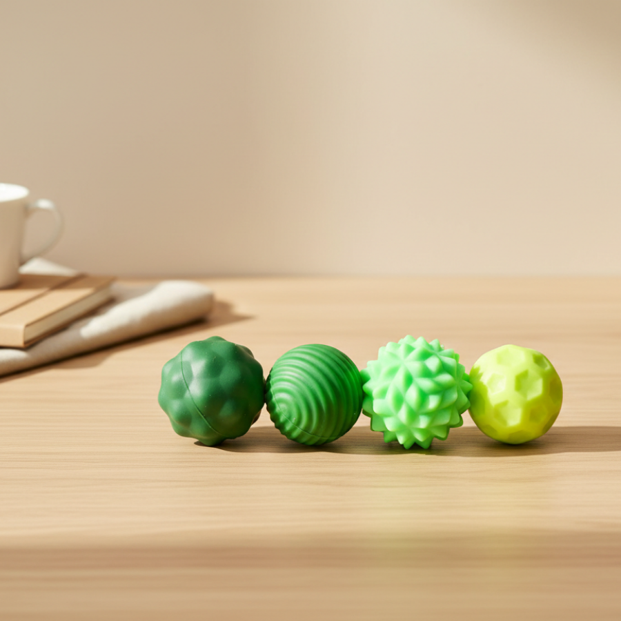 Balles sensorielles magnétiques vertes en silicone – outil sensoriel apaisant