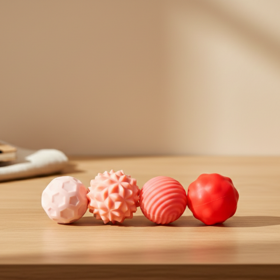 Balles sensorielles magnétiques rouges en silicone – outil sensoriel anti-stress