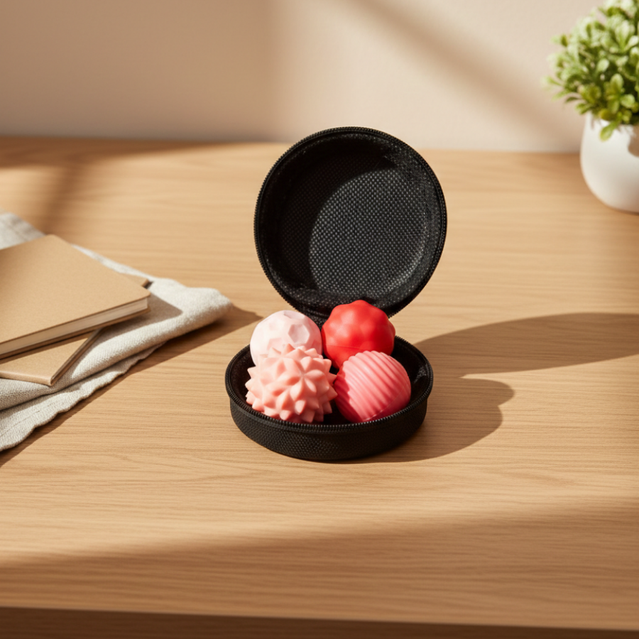 Balles sensorielles magnétiques rouges en silicone – outil sensoriel anti-stress