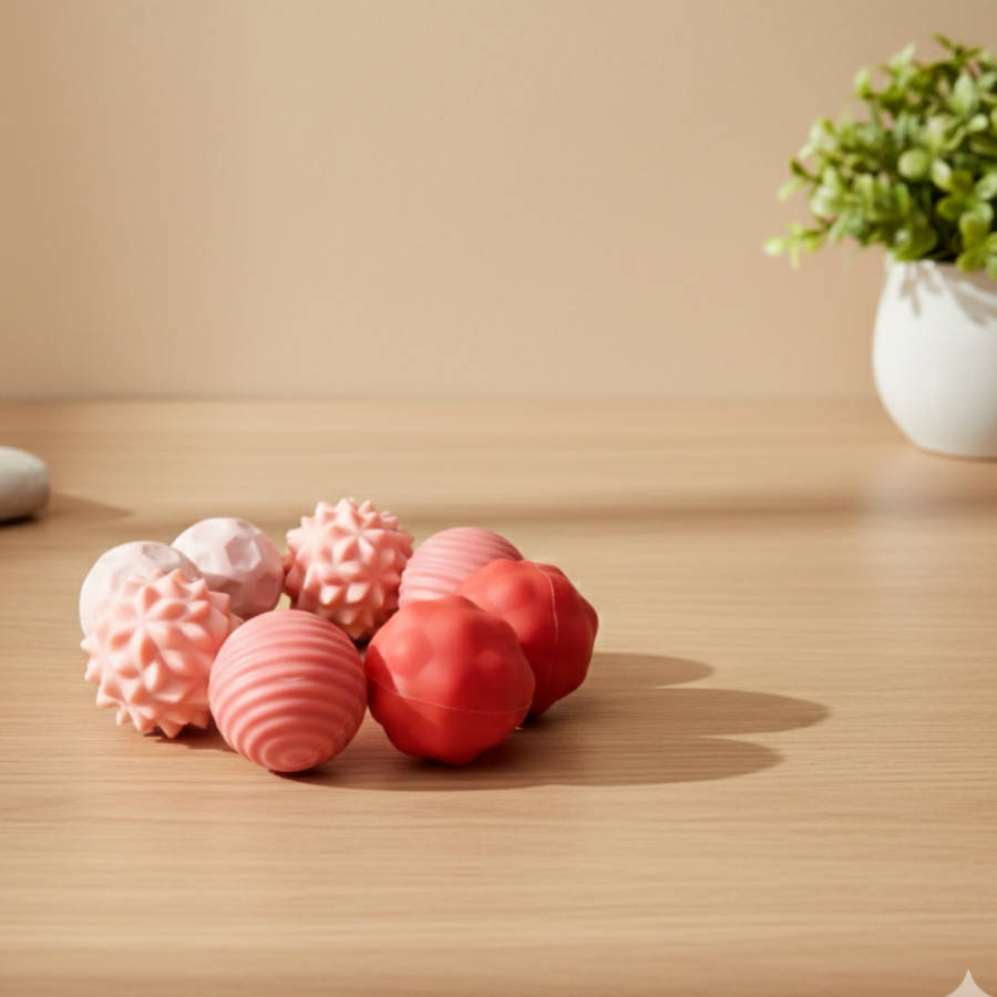 Balles sensorielles magnétiques rouges en silicone – outil sensoriel anti-stress