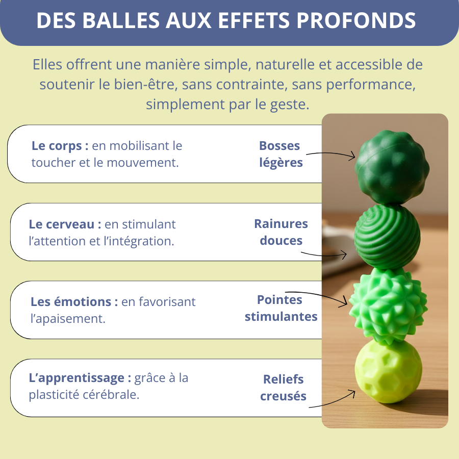 Balles sensorielles en silicone pour stimulation sensorielle et anti-stress