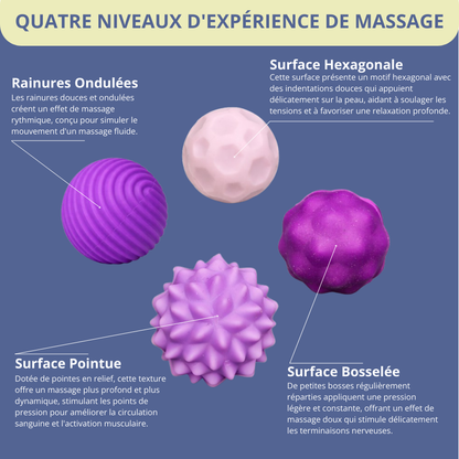 Balles sensorielles magnétiques E-Sens’Tiels avec différentes textures